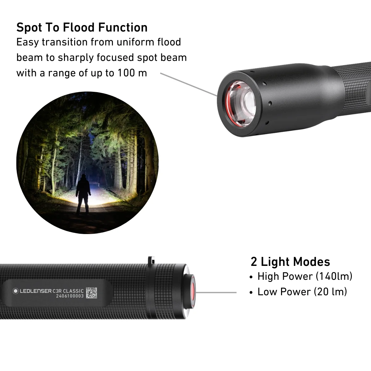 C3R Classic Rechargeable Pocket Torch 2024, 140 Lumens - Image 5