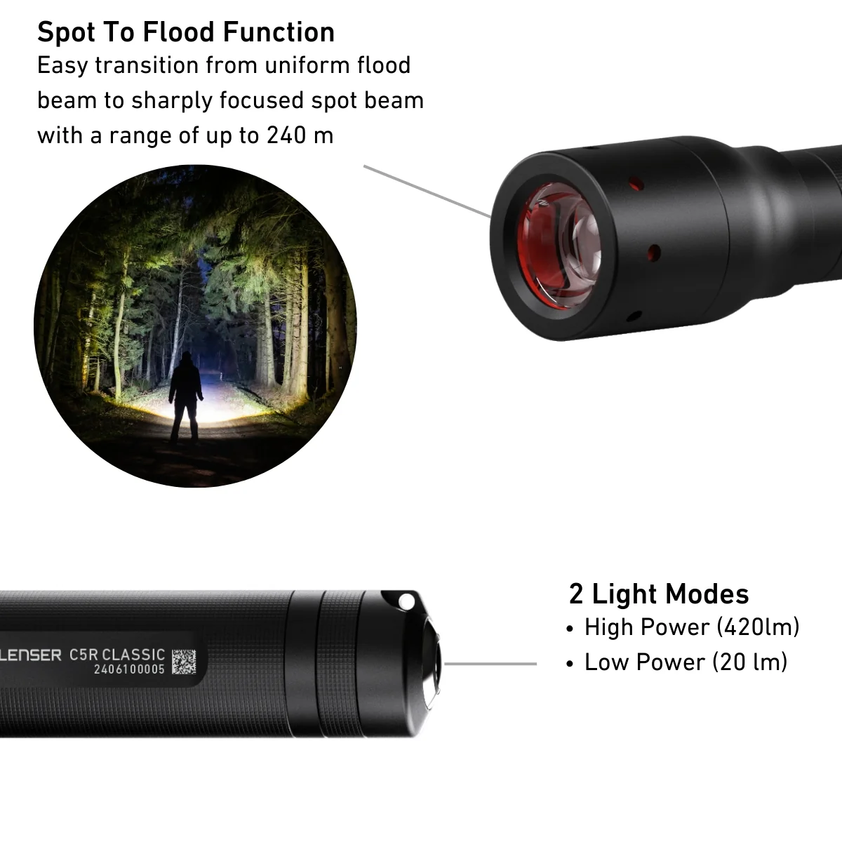C5R Classic Rechargeable Torch 2024, 420 Lumens - Image 5