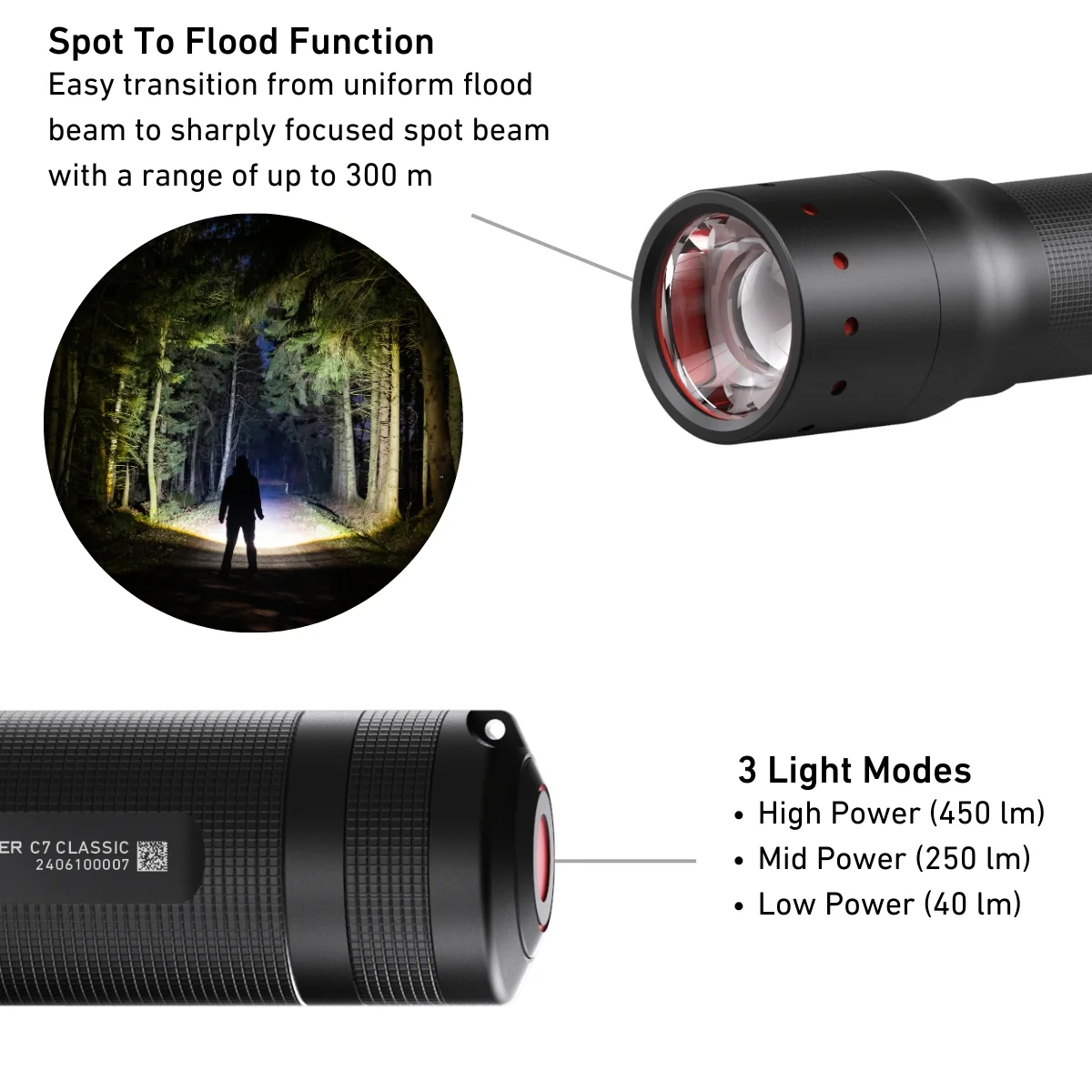 C7 Classic Battery Powered Torch 2024, 450 Lumens - Image 5