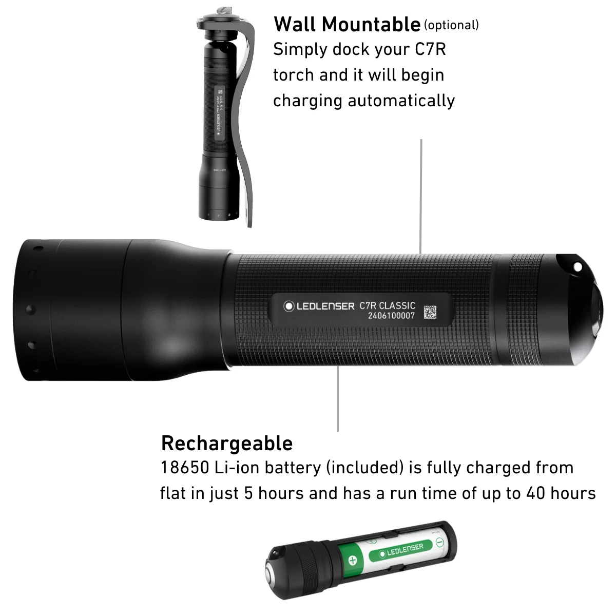 C7R Classic Rechargeable Torch, 1000 Lumens - Image 4