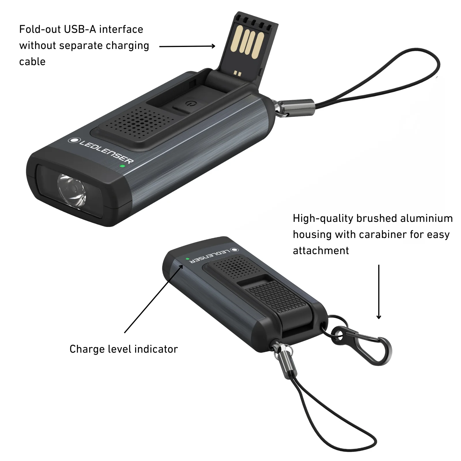 K6R Safety Rechargeable Keyring Torch, Grey - Image 5