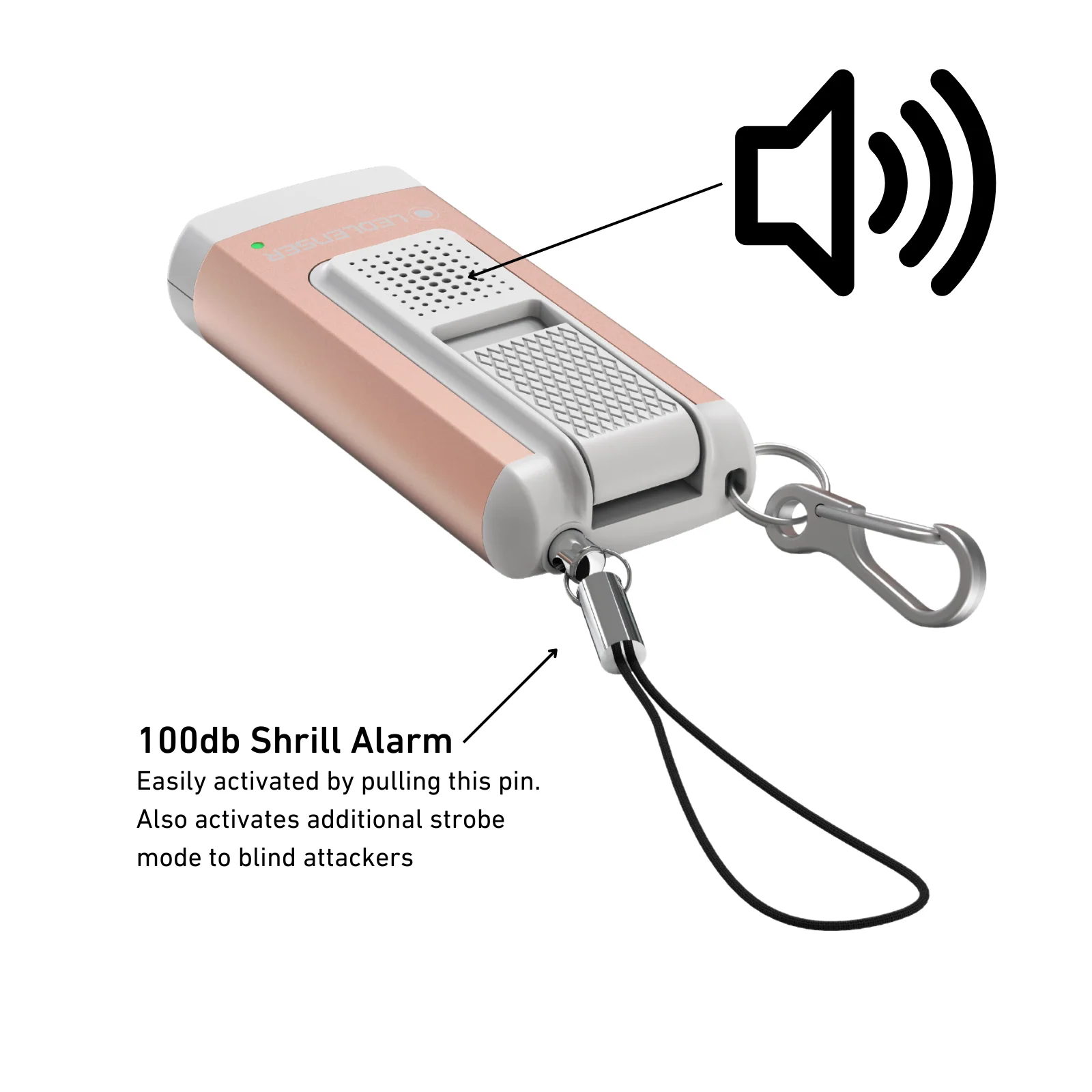 K6R Safety Rechargeable Keyring Torch, Rose Gold - Image 4