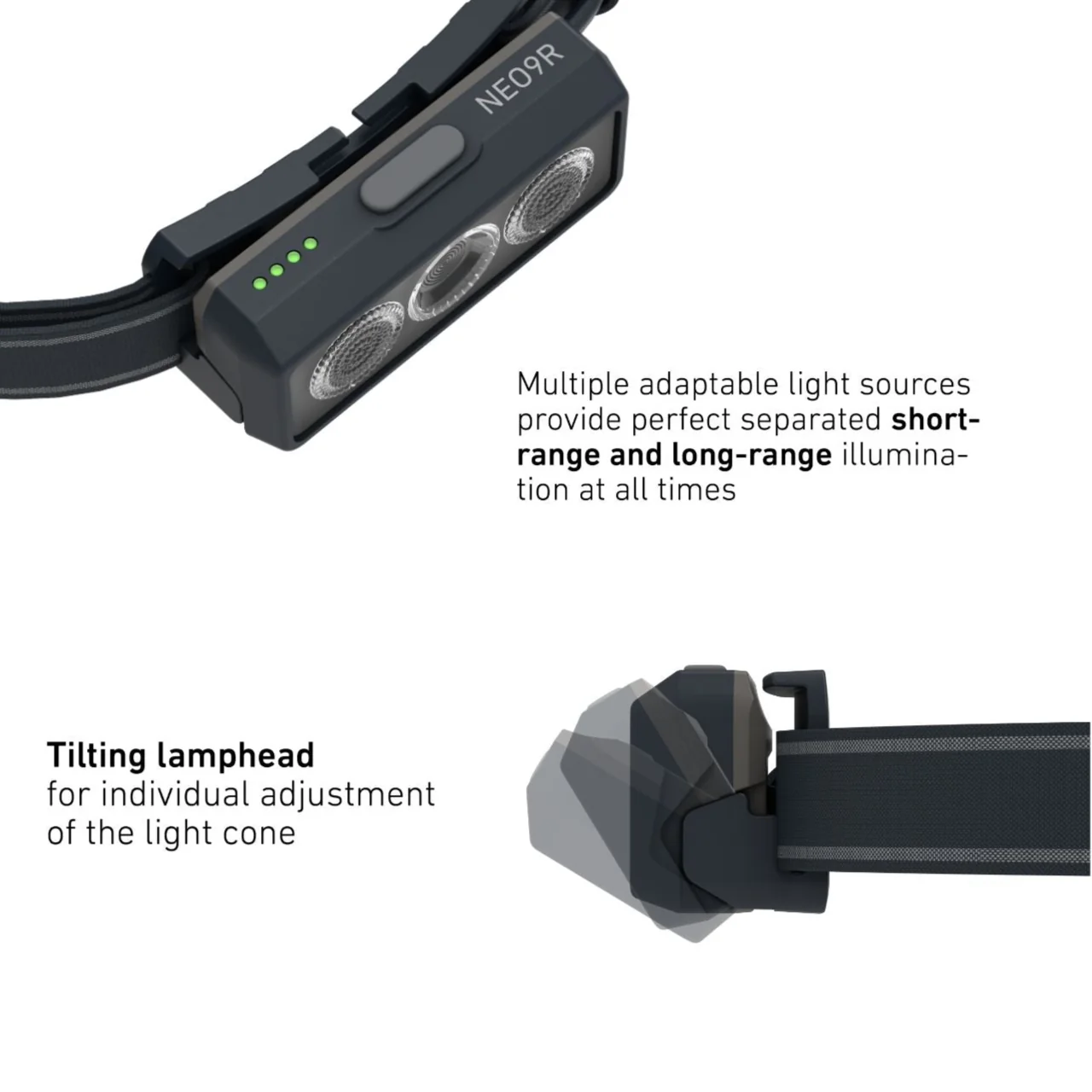 NEO9R Rechargeable Running Head Torch with Chest Strap, 1200 Lumens - Image 4