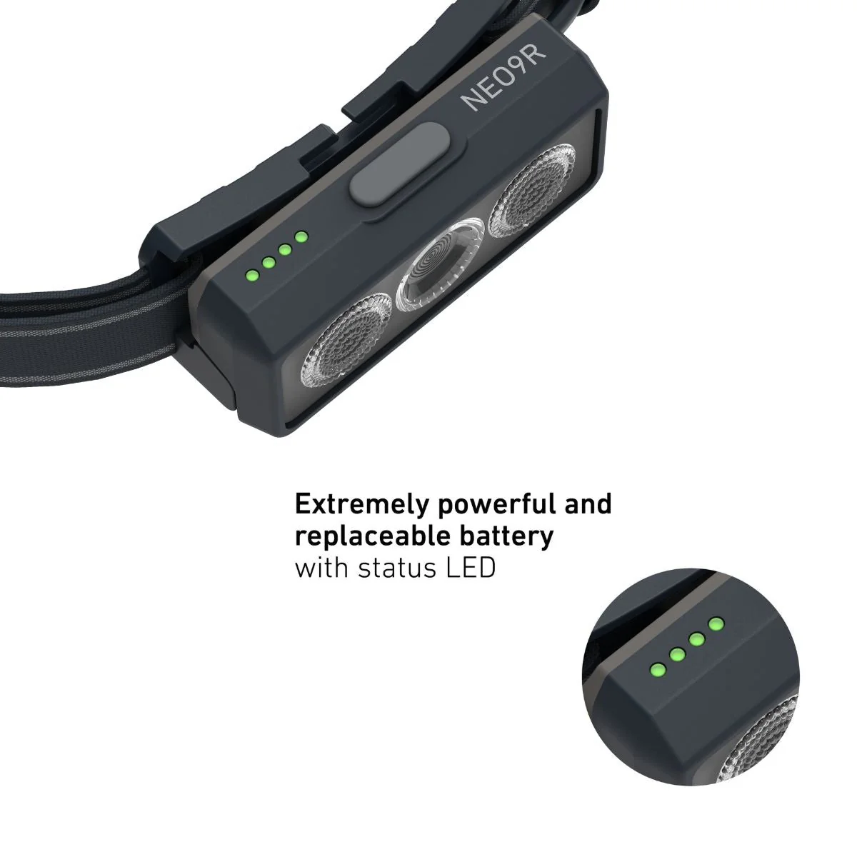 NEO9R Rechargeable Running Head Torch with Chest Strap, 1200 Lumens - Image 8