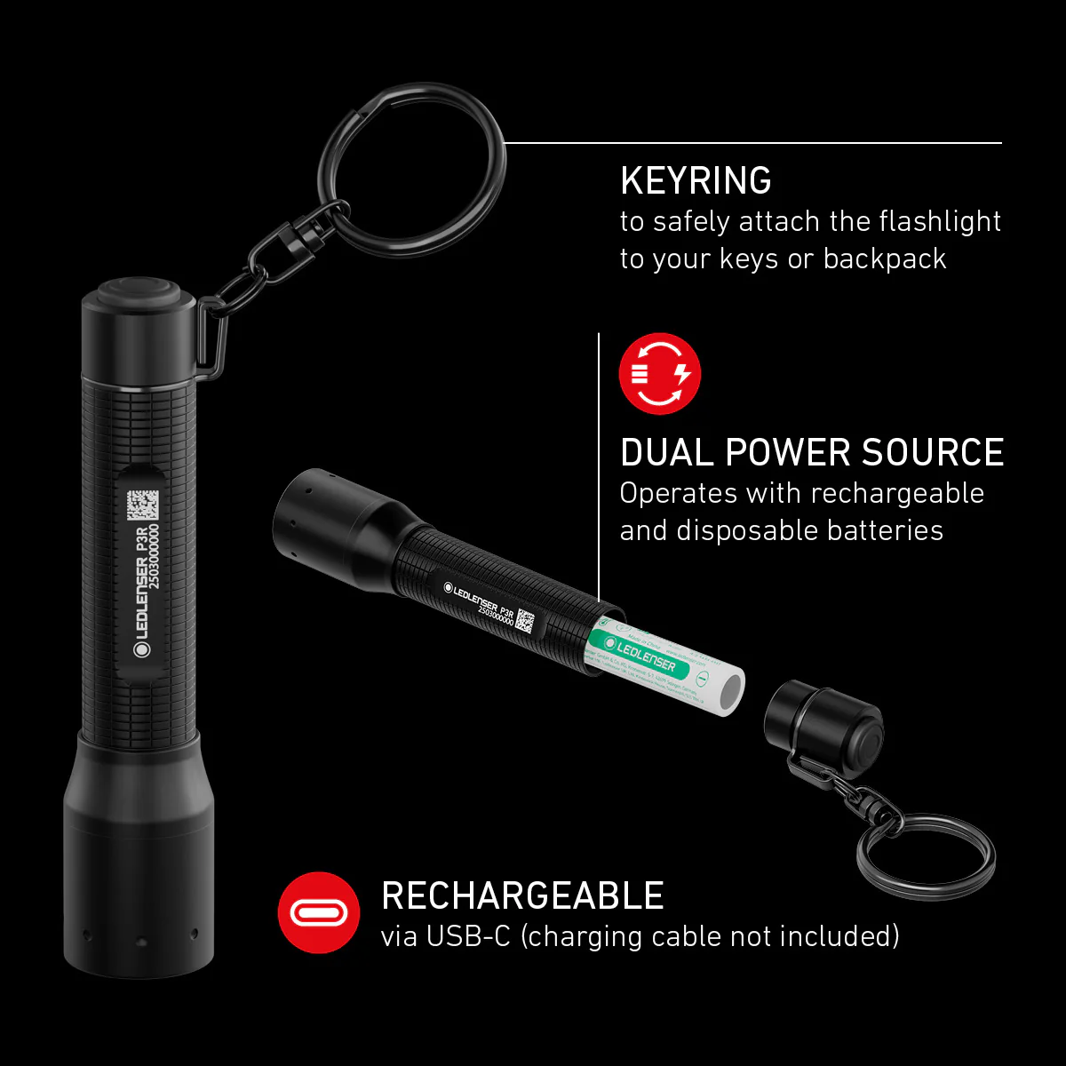 P3R Rechargeable Keyring Torch 2025, 200 Lumens - Image 3