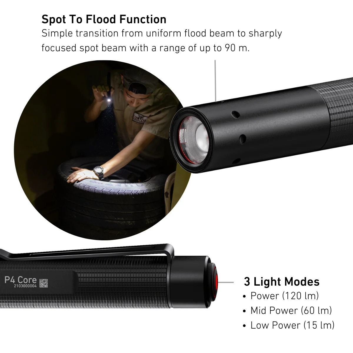 P4 Core Battery Operated Torch 2021, 120 Lumens - Image 4