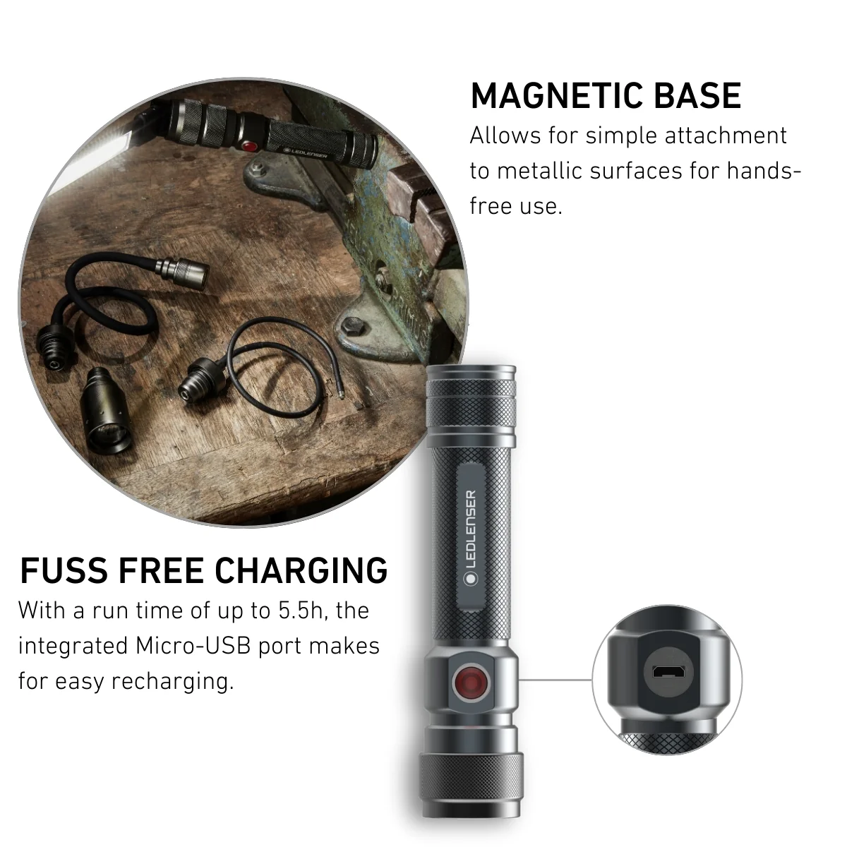 Workers Friend Rechargeable Inspection Light, 4-in-1 Quick Connect - Image 8